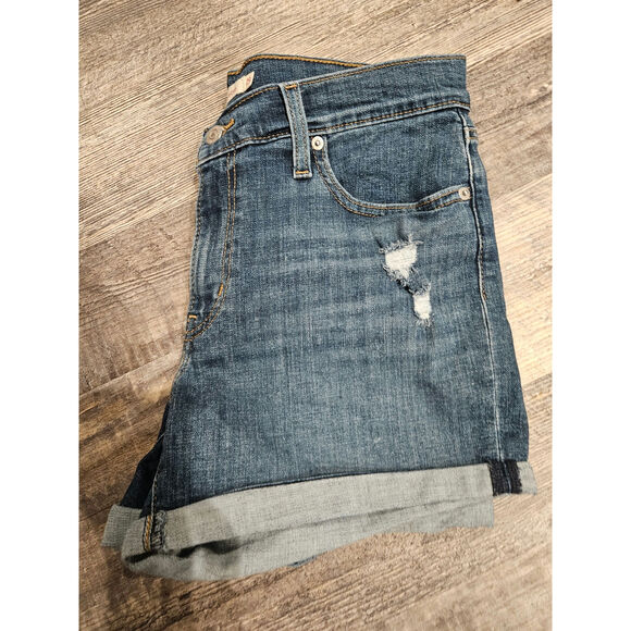 Levis mid length stretchy shorts 29 cotton viscose cuffed womens size 8 - Picture 5 of 5